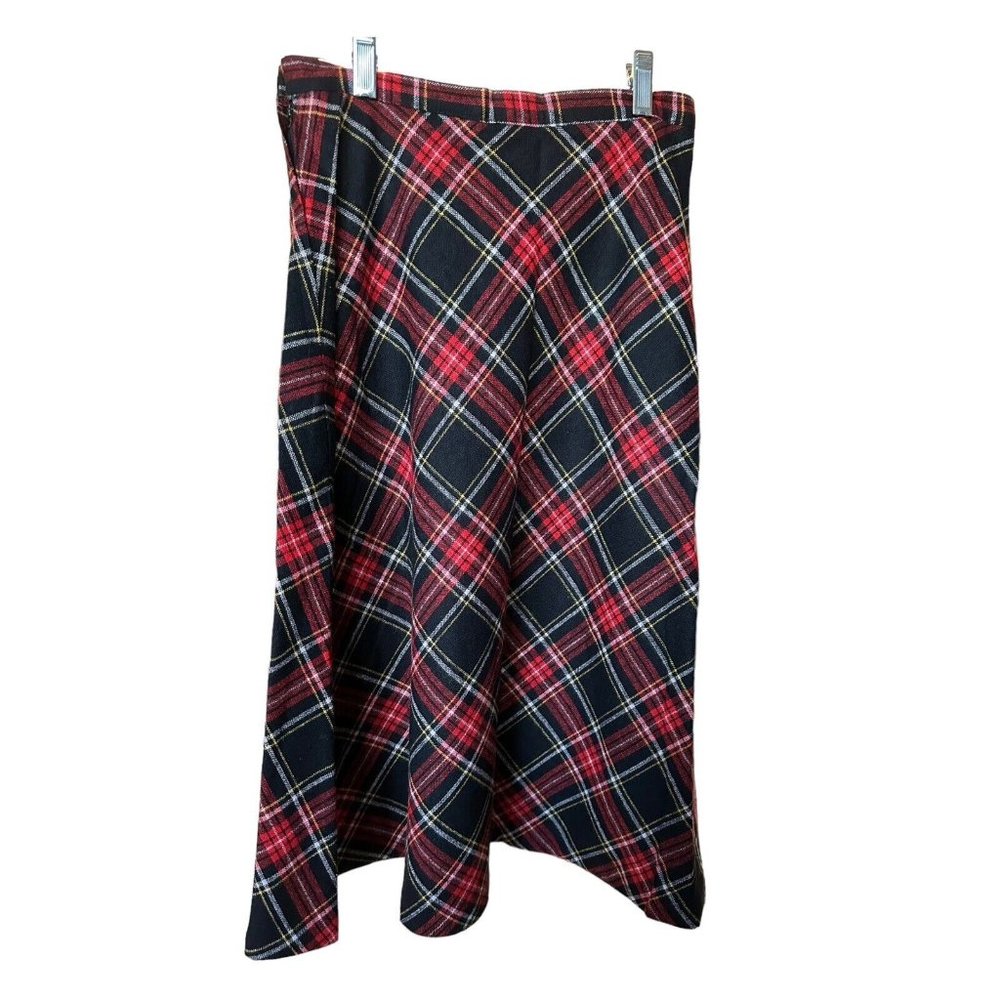 Vintage Chequers 1960’s Made In USA Red,Black,yellow Plaid Wool Skirt 9/10